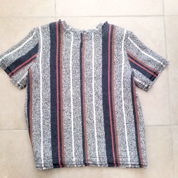 NWOT ann taylor racer stripe wool fringe tee - Picture 5 of 7